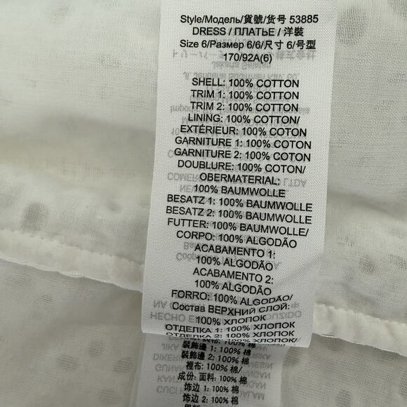 Tory Burch Patchwork Eyelet Dress Size 6 New Ivory White Classic Timeless - Picture 16 of 16